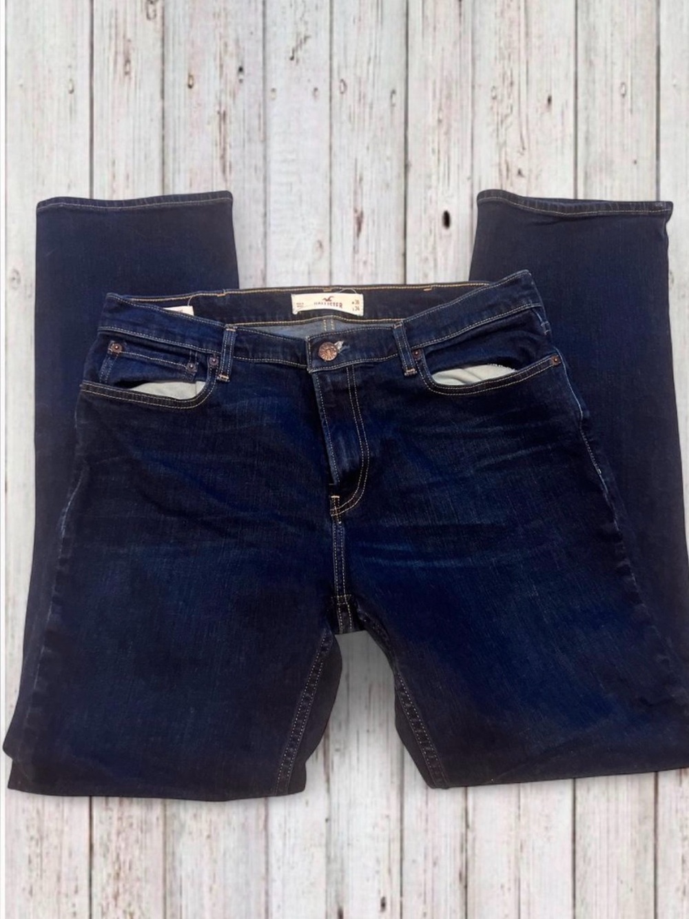Hollister Men's Deep Indigo Straight Jeans
